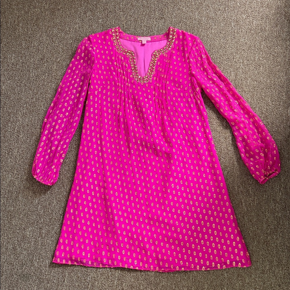 Pink and Gold Lilly Pulitzer Dress Sz women’s 0